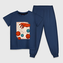 Пижама хлопковая детская Планеты Марионетки, цвет: тёмно-синий