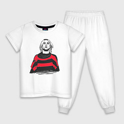Пижама хлопковая детская Курт Кобейн Арт 04, цвет: белый