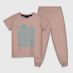 Пижама хлопковая детская Море, цвет: пыльно-розовый
