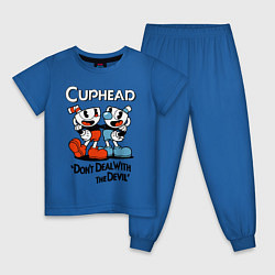 Пижама хлопковая детская Cuphead, Dont deal with devil, цвет: синий