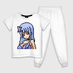 Пижама хлопковая детская Pixel art anime girl, цвет: белый