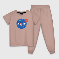 Пижама хлопковая детская Nerv, цвет: пыльно-розовый