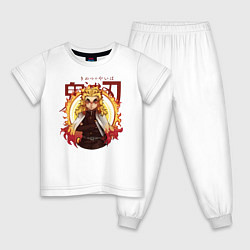 Пижама хлопковая детская Огненный Столп Kimetsu no Yaiba, цвет: белый