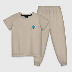 Пижама хлопковая детская Terran logo mini Blue, цвет: миндальный