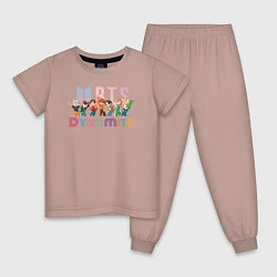 Пижама хлопковая детская БТС, Динамит, BTS, Dynamite,, цвет: пыльно-розовый