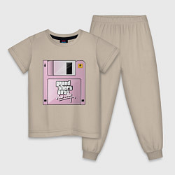 Пижама хлопковая детская Дискета GTA, цвет: миндальный