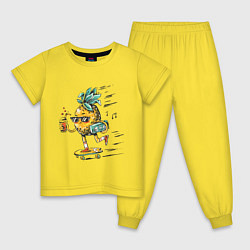 Пижама хлопковая детская Крутой ананас, цвет: желтый