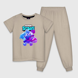 Пижама хлопковая детская Сквик Squeak Brawl Stars, цвет: миндальный