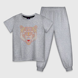 Пижама хлопковая детская Морда медведя, цвет: меланж