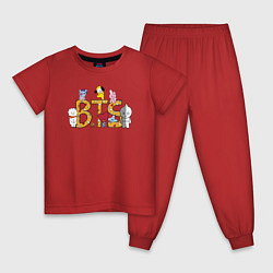 Пижама хлопковая детская BTS ПЕРСОНАЖИ BT21, цвет: красный