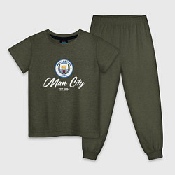 Пижама хлопковая детская MAN CITY EST 1894, цвет: меланж-хаки