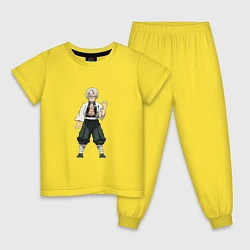 Пижама хлопковая детская Sanemi Shinazugawa, цвет: желтый