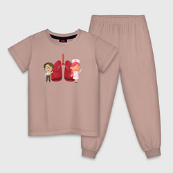 Пижама хлопковая детская Hospital Attendant Nurse Z, цвет: пыльно-розовый