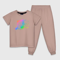 Пижама хлопковая детская I LOVE MUSIC DJ Z, цвет: пыльно-розовый