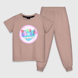 Пижама хлопковая детская Doki Doki Literature Club Logo Z, цвет: пыльно-розовый