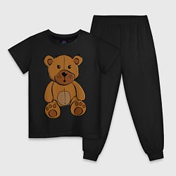 Пижама хлопковая детская Плюшевый медведь, цвет: черный