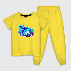 Пижама хлопковая детская Акула и подводный мир, цвет: желтый