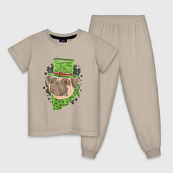 Пижама хлопковая детская Мопс Патрик, цвет: миндальный