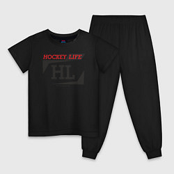 Пижама хлопковая детская Hockey live big logo, цвет: черный
