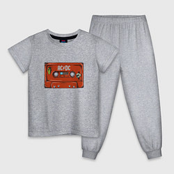 Пижама хлопковая детская Кассета AC DC, цвет: меланж