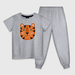 Пижама хлопковая детская Тигр, цвет: меланж