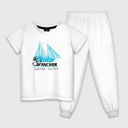 Пижама хлопковая детская Корабль якорь, цвет: белый