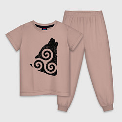 Пижама хлопковая детская Трискелион Волк, цвет: пыльно-розовый