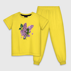 Пижама хлопковая детская СИРЕНЬ АКВАРЕЛЬЮ, цвет: желтый