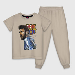 Пижама хлопковая детская Lionel Messi Barcelona Argentina Striker, цвет: миндальный