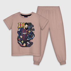 Пижама хлопковая детская Messi Barcelona Argentina Striker, цвет: пыльно-розовый