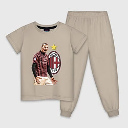 Пижама хлопковая детская Zlatan Ibrahimovic Milan Italy, цвет: миндальный