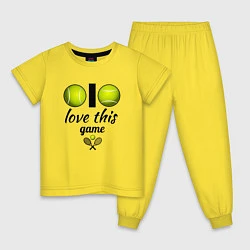 Пижама хлопковая детская Я люблю теннис, цвет: желтый