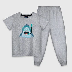 Пижама хлопковая детская Акула дайвер, цвет: меланж