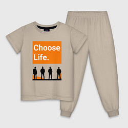 Пижама хлопковая детская Choose Life, цвет: миндальный
