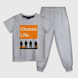 Пижама хлопковая детская Choose Life, цвет: меланж