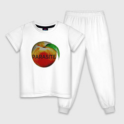 Пижама хлопковая детская Parasite Peach, цвет: белый