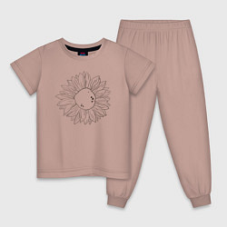 Пижама хлопковая детская Подсолнух, цвет: пыльно-розовый