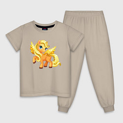 Пижама хлопковая детская Золотой единорожка, цвет: миндальный