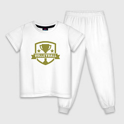 Пижама хлопковая детская Чемпион - Волейбол, цвет: белый