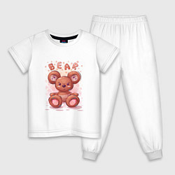 Пижама хлопковая детская Медвежонок Bear, цвет: белый