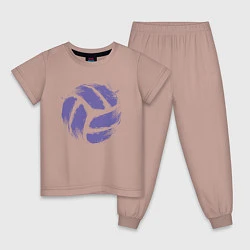 Пижама хлопковая детская Мяч - Волейбол, цвет: пыльно-розовый