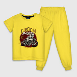 Пижама хлопковая детская Ретро мотоцикл, цвет: желтый