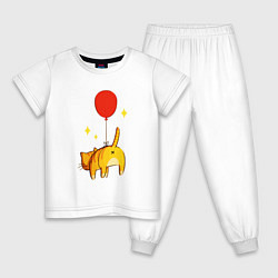 Пижама хлопковая детская Котик на шарике, цвет: белый