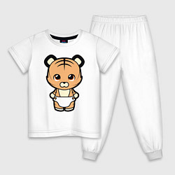 Пижама хлопковая детская Little Cat, цвет: белый