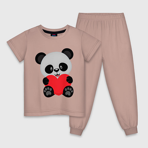 Детская пижама Love Панда / Пыльно-розовый – фото 1
