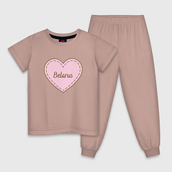 Пижама хлопковая детская Love Belarus, цвет: пыльно-розовый