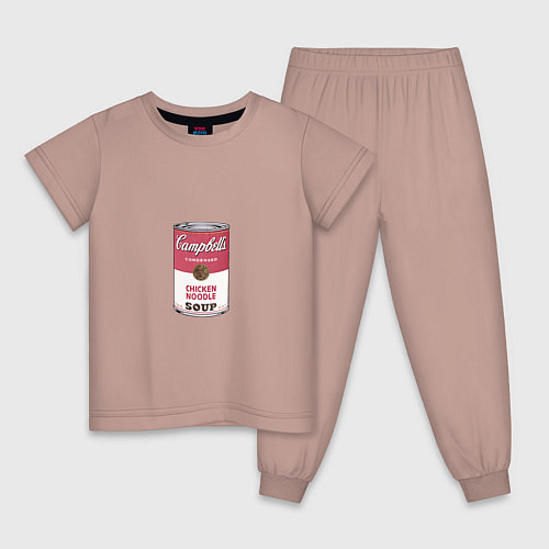 Детская пижама Энди Уорхол - Банка супа / Пыльно-розовый – фото 1