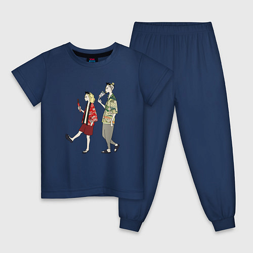 Детская пижама ДВА ДРУГА МИККИ И ДРАКЕН / Тёмно-синий – фото 1