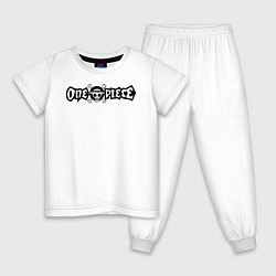 Пижама хлопковая детская One Piece Большой куш логотип, цвет: белый