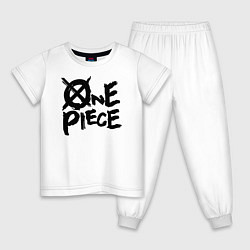 Пижама хлопковая детская One Piece Большой куш лого, цвет: белый